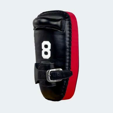 8 Muay Thai Single Strap Thai Pads | Black/Red - Image 2